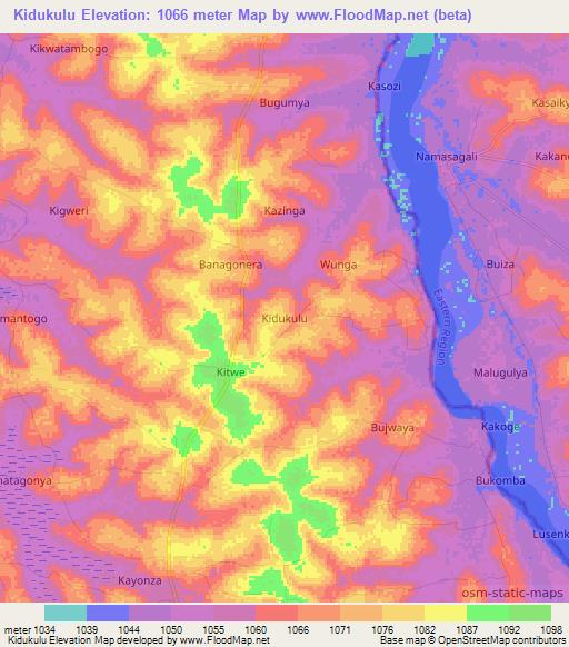 Kidukulu,Uganda Elevation Map