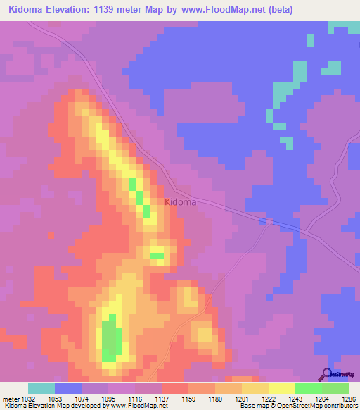 Kidoma,Uganda Elevation Map