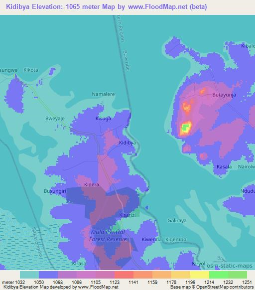 Kidibya,Uganda Elevation Map