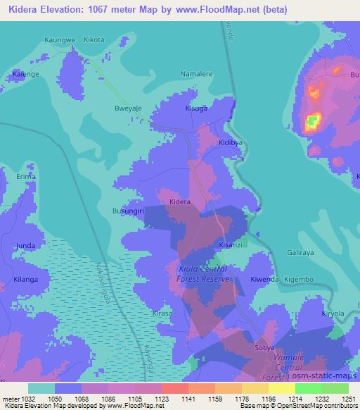 Kidera,Uganda Elevation Map