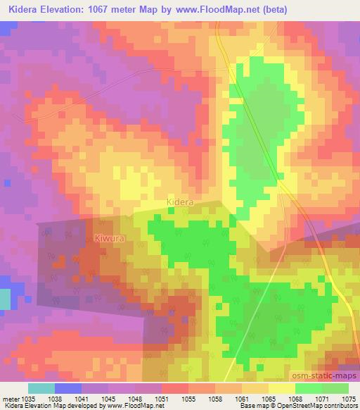 Kidera,Uganda Elevation Map