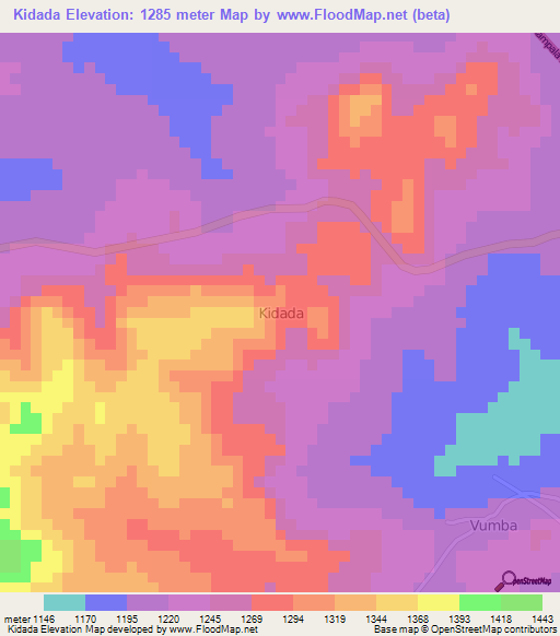 Kidada,Uganda Elevation Map