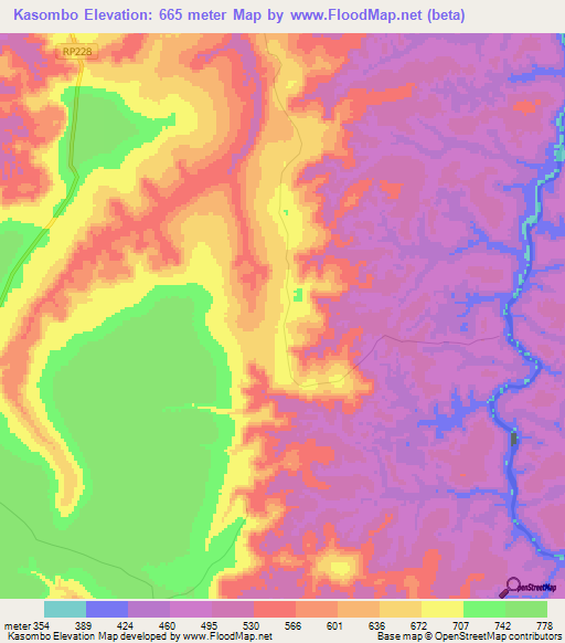 Kasombo,Congo (Kinshasa) Elevation Map