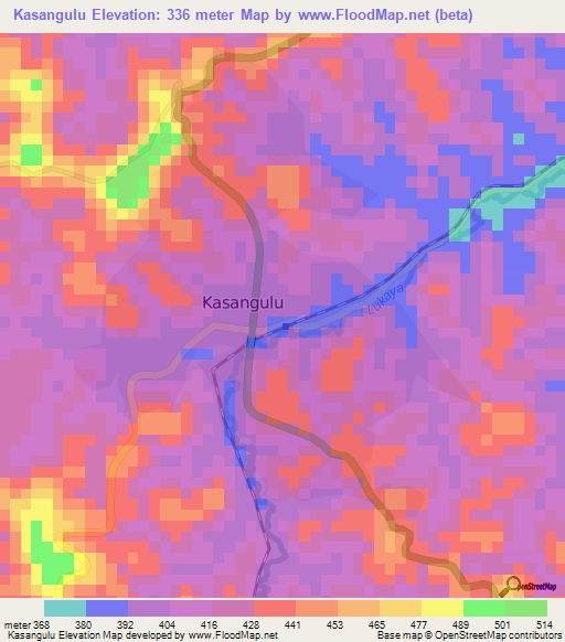 Kasangulu,Congo (Kinshasa) Elevation Map