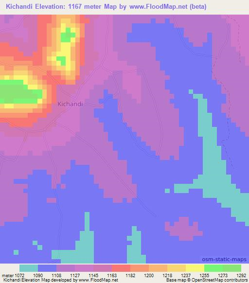 Kichandi,Uganda Elevation Map
