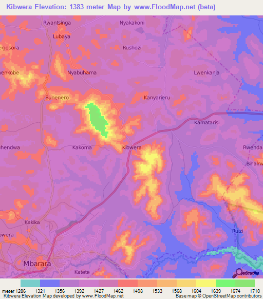 Kibwera,Uganda Elevation Map