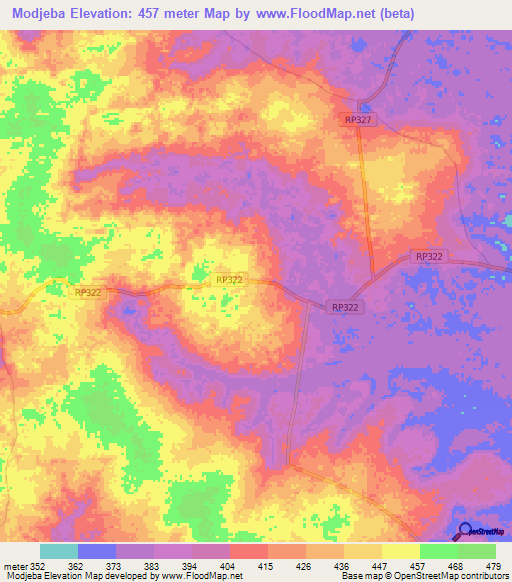Modjeba,Congo (Kinshasa) Elevation Map
