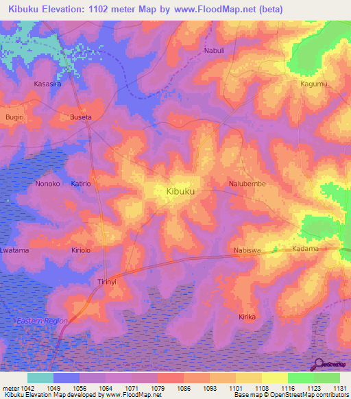 Kibuku,Uganda Elevation Map