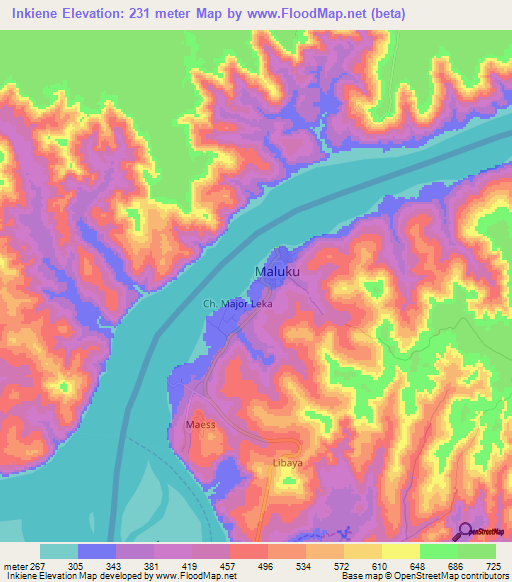 Inkiene,Congo (Kinshasa) Elevation Map