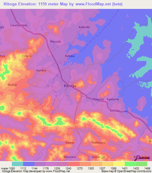 Kiboga,Uganda Elevation Map