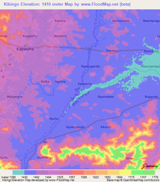 Kibingo,Uganda Elevation Map