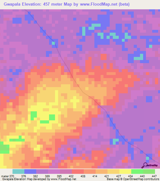 Gwapala,Congo (Kinshasa) Elevation Map
