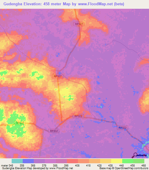 Gudengba,Congo (Kinshasa) Elevation Map