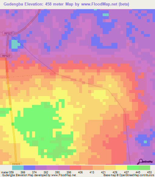 Gudengba,Congo (Kinshasa) Elevation Map