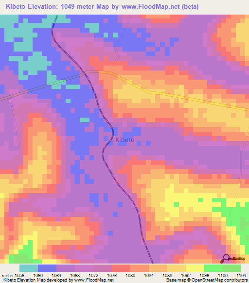 Kibeto,Uganda Elevation Map