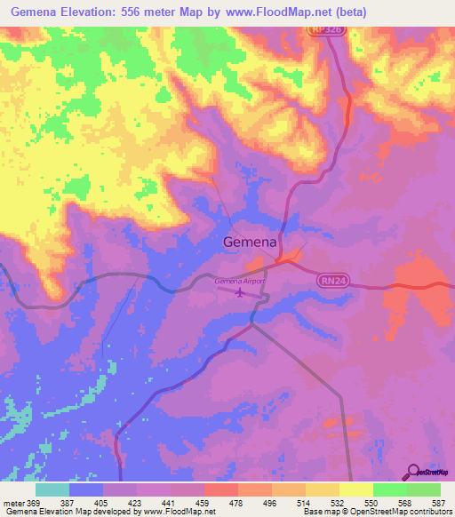 Gemena,Congo (Kinshasa) Elevation Map