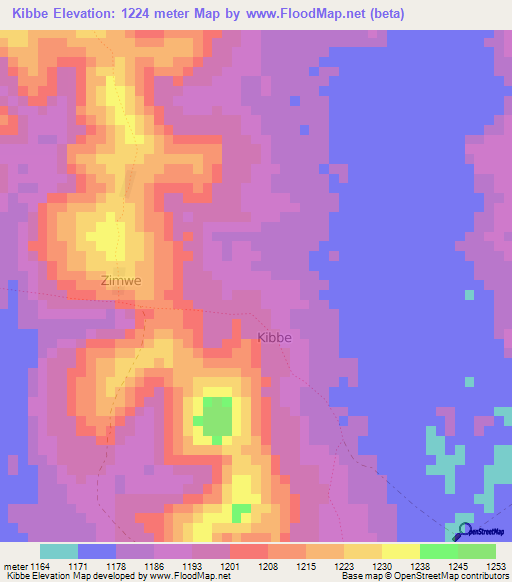 Kibbe,Uganda Elevation Map