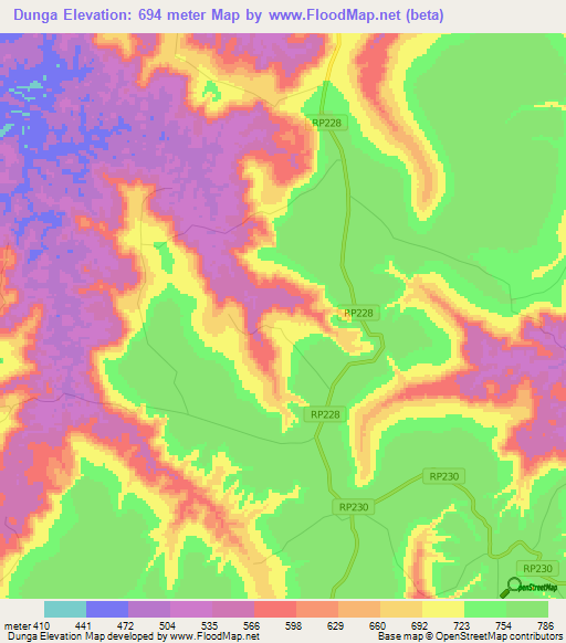 Dunga,Congo (Kinshasa) Elevation Map