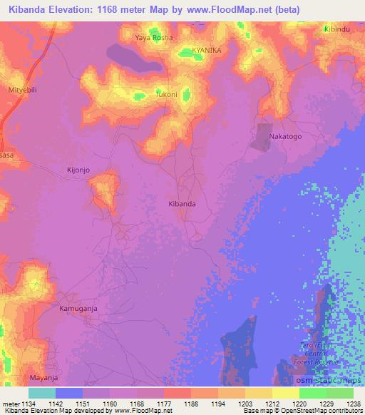 Kibanda,Uganda Elevation Map