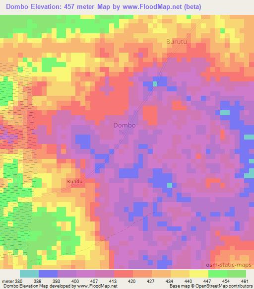 Dombo,Congo (Kinshasa) Elevation Map