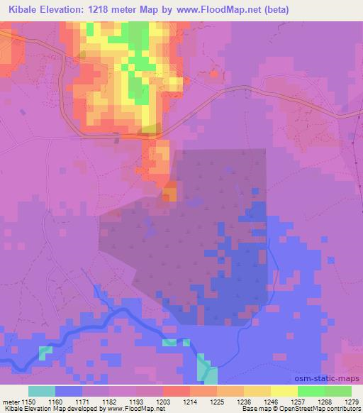 Kibale,Uganda Elevation Map