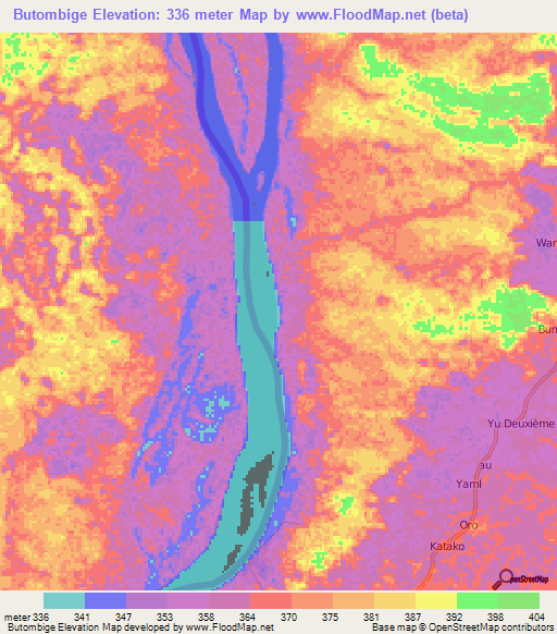 Butombige,Congo (Kinshasa) Elevation Map