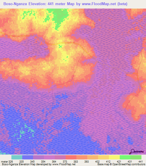 Boso-Nganza,Congo (Kinshasa) Elevation Map