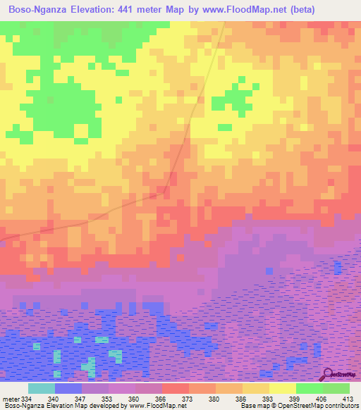 Boso-Nganza,Congo (Kinshasa) Elevation Map