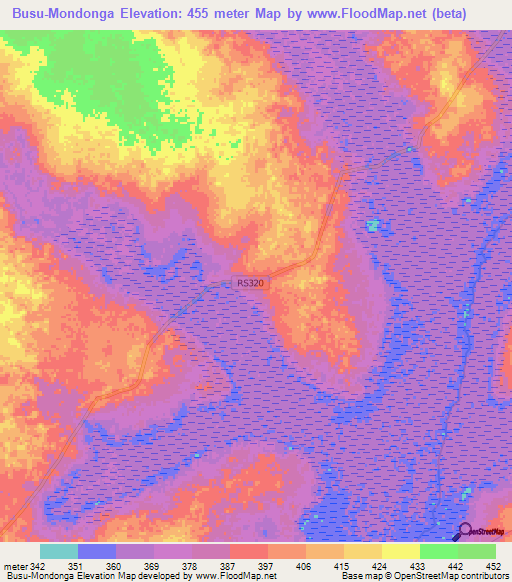 Busu-Mondonga,Congo (Kinshasa) Elevation Map