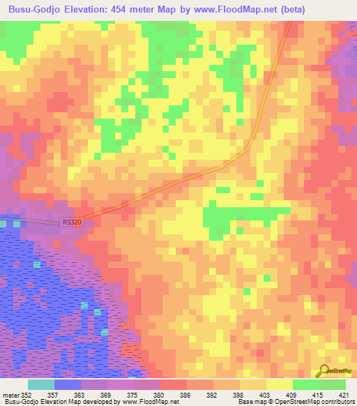 Busu-Godjo,Congo (Kinshasa) Elevation Map