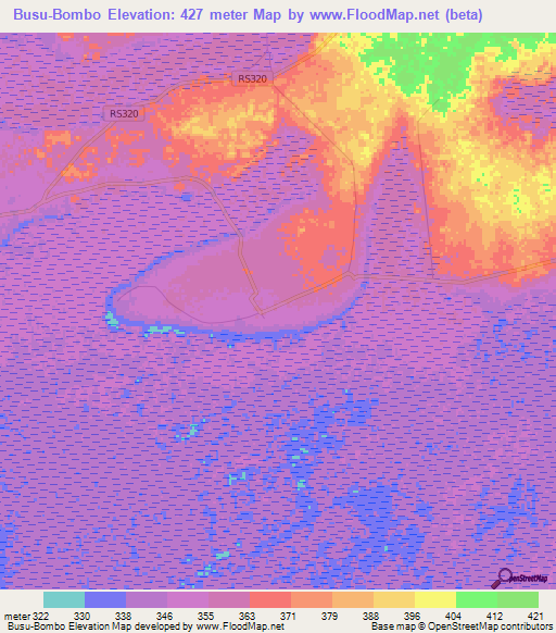 Busu-Bombo,Congo (Kinshasa) Elevation Map
