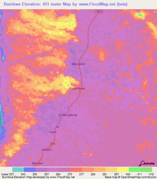 Bumbwa,Congo (Kinshasa) Elevation Map