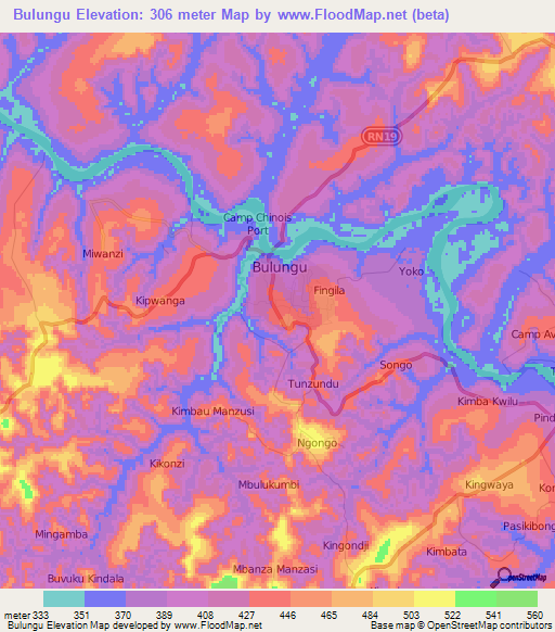 Bulungu,Congo (Kinshasa) Elevation Map