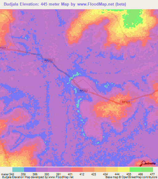 Budjala,Congo (Kinshasa) Elevation Map