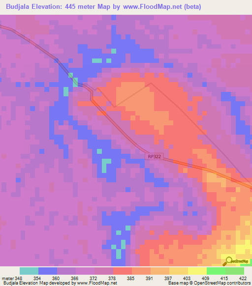 Budjala,Congo (Kinshasa) Elevation Map