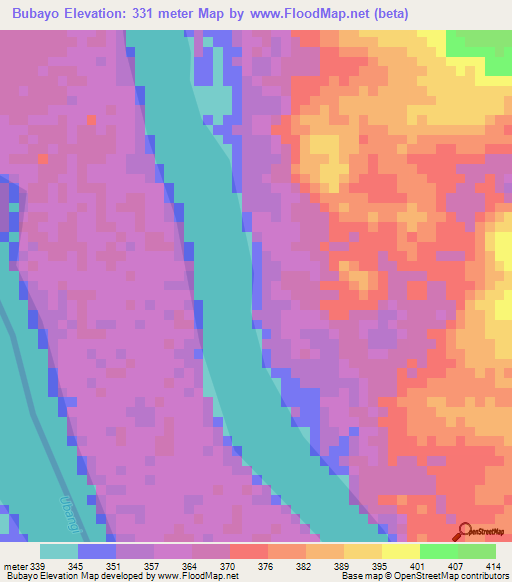 Bubayo,Congo (Kinshasa) Elevation Map