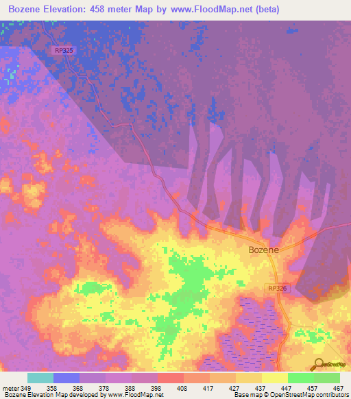 Bozene,Congo (Kinshasa) Elevation Map