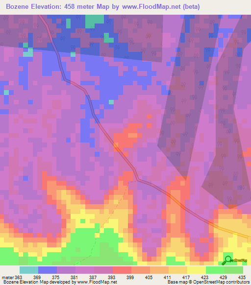 Bozene,Congo (Kinshasa) Elevation Map