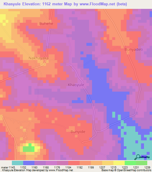 Khasyule,Uganda Elevation Map