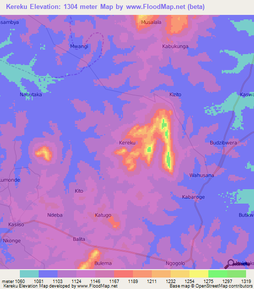 Kereku,Uganda Elevation Map