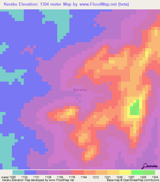 Kereku,Uganda Elevation Map