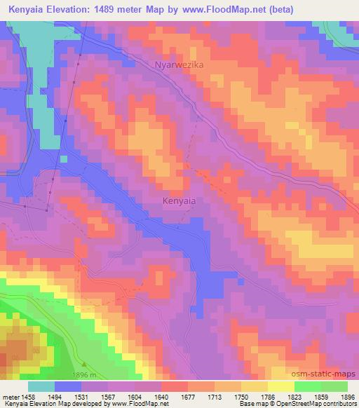 Kenyaia,Uganda Elevation Map