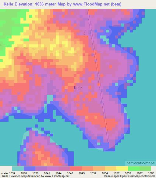 Kelle,Uganda Elevation Map