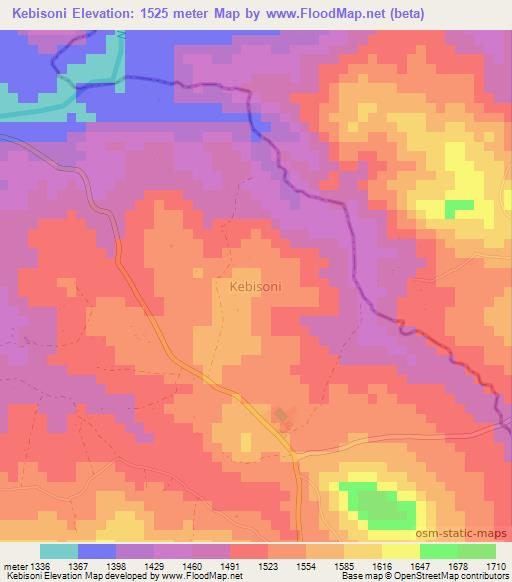 Kebisoni,Uganda Elevation Map