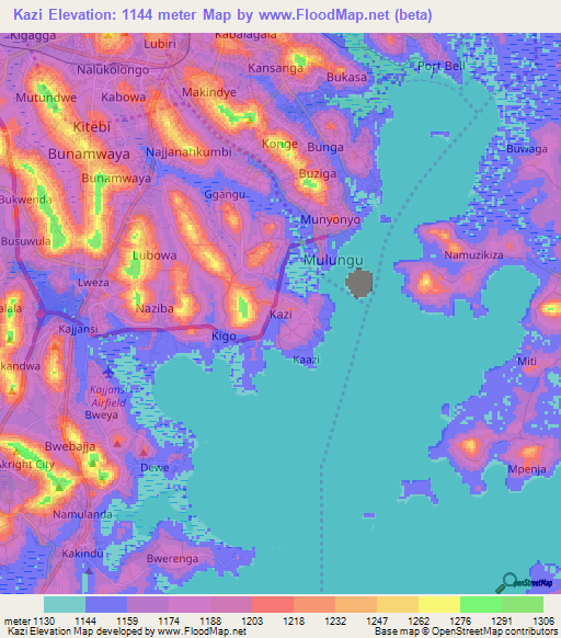 Kazi,Uganda Elevation Map