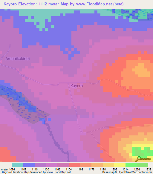 Kayoro,Uganda Elevation Map
