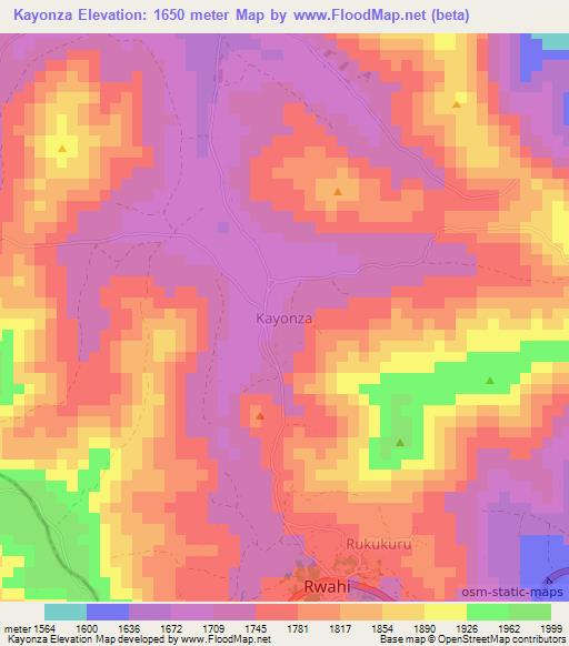 Kayonza,Uganda Elevation Map