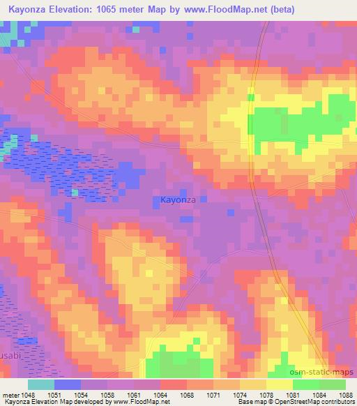 Kayonza,Uganda Elevation Map