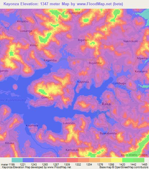 Kayonza,Uganda Elevation Map