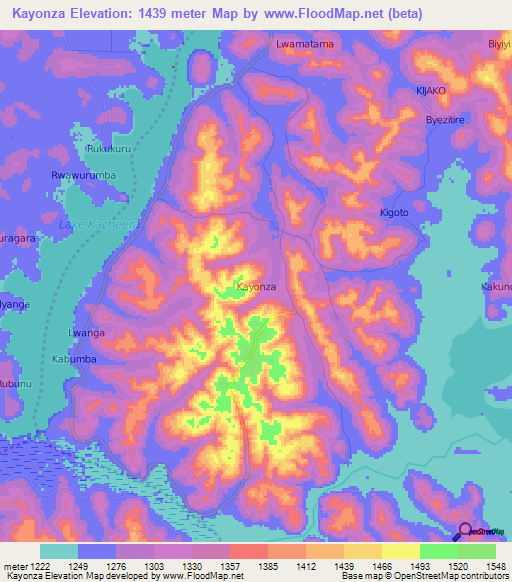 Kayonza,Uganda Elevation Map